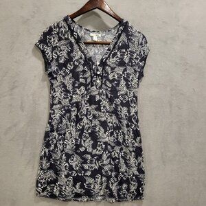 Amuse Society Babydoll Dress Women's Small Black Floral Mini Boho Casual Brunch‎